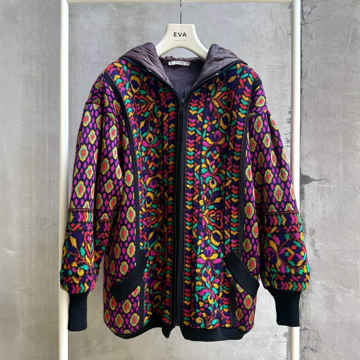 Yves Saint Laurent rive gauche ニットジャケット YVES SAINT LAURENT RIVE GAUCHE MOSAIC PATTERNED WOOL HOODIE