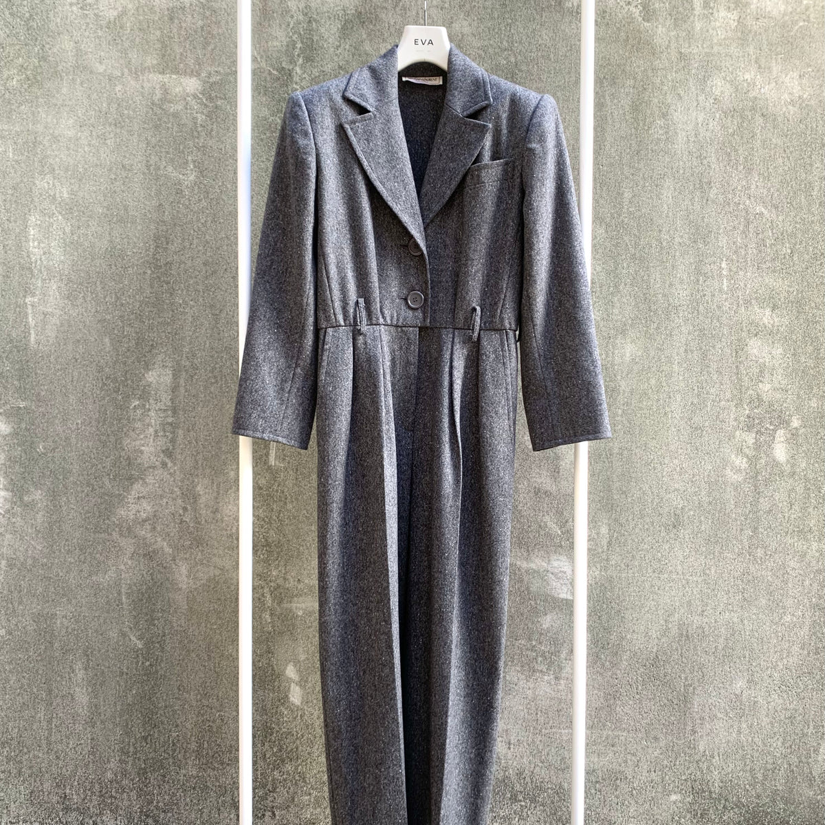 YVES SAINT LAURENT 80s TWEED MANNISH JUMPSUIT — EVA fashion art