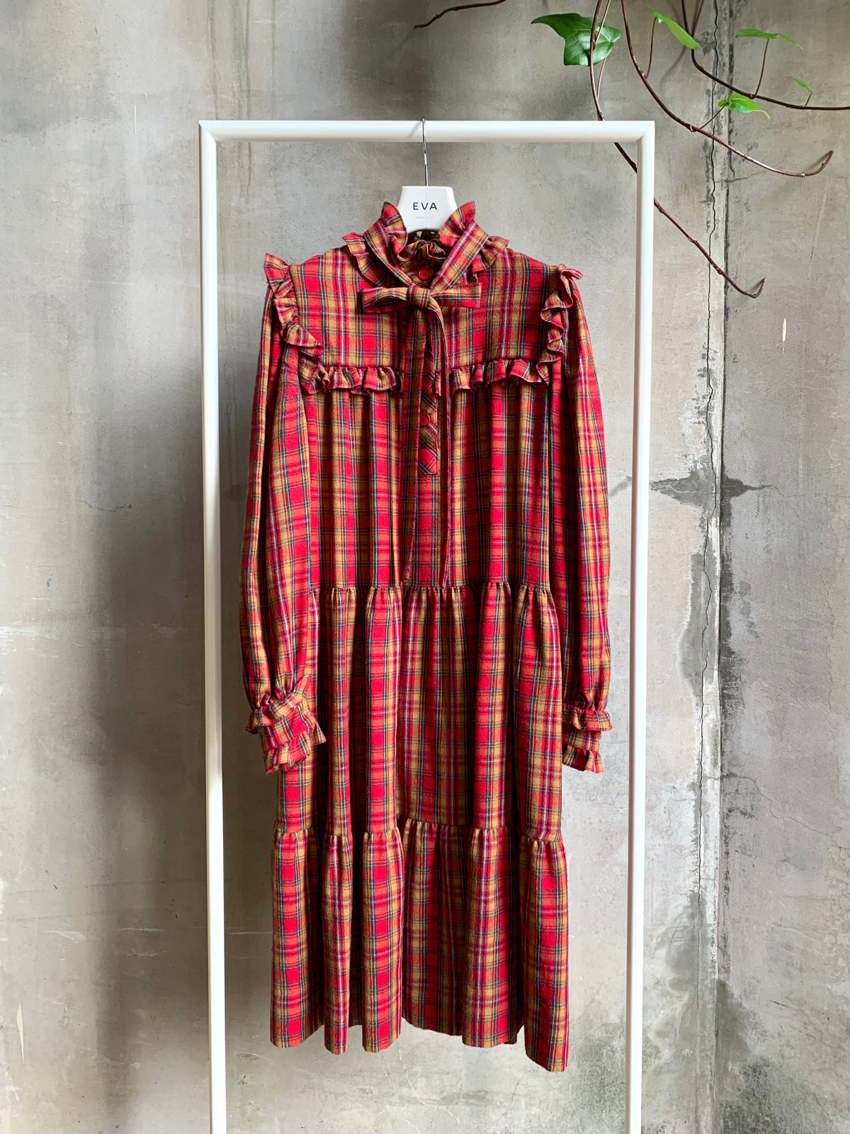 YSL RIVE GAUCHE 1977 AW RUSSIAN COLLECTION WOOL CHECK DRESS — EVA